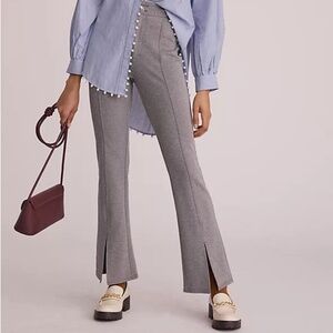 Maeve Anthropologie Flare Leg Ponte Pants Front Slit Grey Size 4
